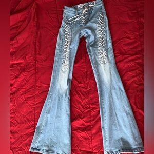 I AM GIA Lace-Up Women Flare Jeans